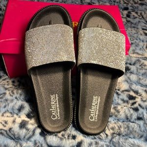 Catherine Malandrino rhinestone slide style sandles womens soze 9